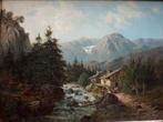 Antonio Julius Karl Rose (1828-1911) - Alpine landscape with, Antiek en Kunst, Kunst | Schilderijen | Klassiek