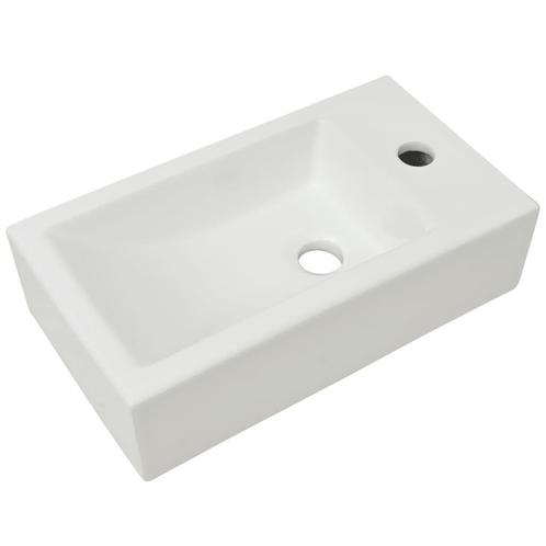Wastafel 46cm Wit Keramiek | Retourdeal | 41% Korting!, Doe-het-zelf en Verbouw, Sanitair, Nieuw, Steen, Wastafel, Ophalen of Verzenden