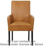 Set van 4 Taupe leren landelijke eetkamerstoelen - Toledo Le, Huis en Inrichting, Stoelen, Overige kleuren, Nieuw, Leer, Ophalen of Verzenden