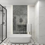 Douche achterwand Bladel set van 12 panelen 120x60 cm Grey D, Doe-het-zelf en Verbouw, Platen en Panelen, Verzenden, Nieuw