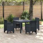 vidaXL Tuin Eetset 5 pcs Antraciet Polt riet, Verzenden, Nieuw, Rotan