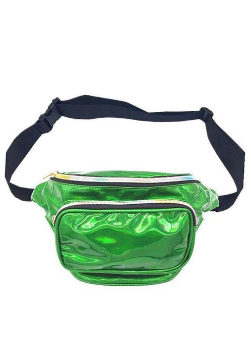Groene Holografische Heuptas Fanny Pack Drie Vakken Zwarte B, Sieraden, Tassen en Uiterlijk, Tassen | Damestassen, Overige typen