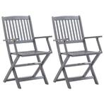 vidaXL Tuinstoelen inklapbaar 2 st massief acaciahout, Tuin en Terras, Tuinstoelen, Verzenden, Nieuw, Hout