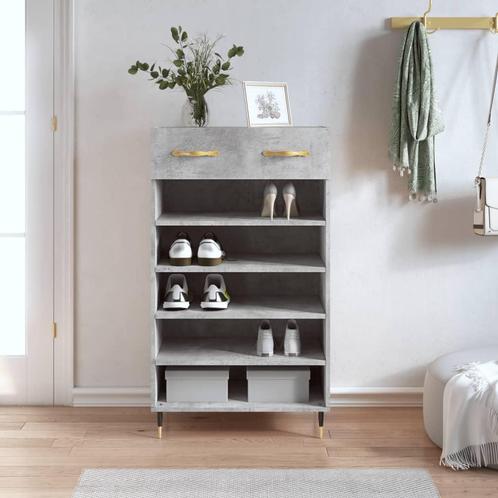 vidaXL Schoenenkast 60x35x105 cm bewerkt hout betongrijs, Huis en Inrichting, Kasten | Overige, Nieuw, Verzenden