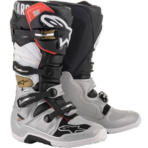 Crosslaarzen Alpinestars Tech 7 Zilver/Goud – MAAT 48, Motoren, Kleding | Motorkleding, Nieuw met kaartje, Laarzen, Verzenden