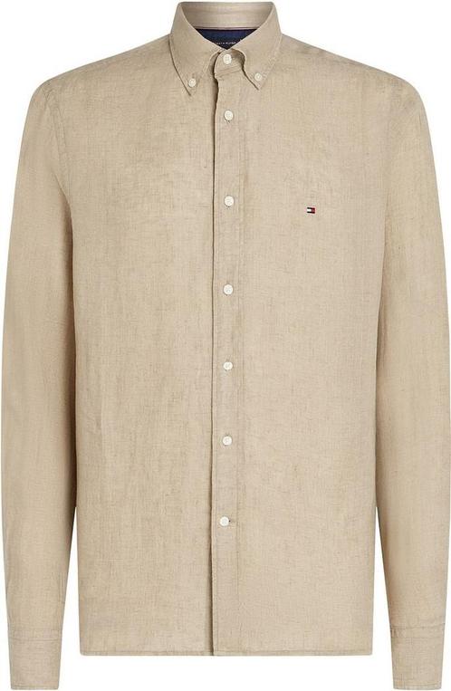 Tommy Hilfiger Overhemd Linnen Sandalwood maat M Heren, Kleding | Heren, Overhemden, Beige, Nieuw, Verzenden