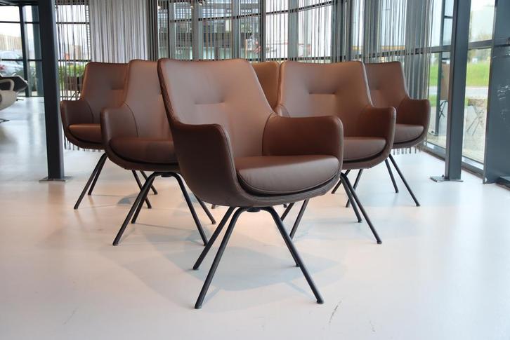 6 x eetkamerstoel Gealux Miami / Seattle / draai / leer, Huis en Inrichting, Stoelen, Vijf, Zes of meer stoelen, Bruin, Nieuw