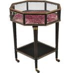 Tafelvitrine bronzen 8-kantige horlogevitrine op zwart gedra, Antiek en Kunst, Ophalen of Verzenden