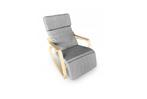 Schommelstoel relax fauteuil - grijs & wit - met voetsteun