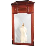 Grote schouwspiegel facet geslepen in mahonie met brons besl, Ophalen of Verzenden