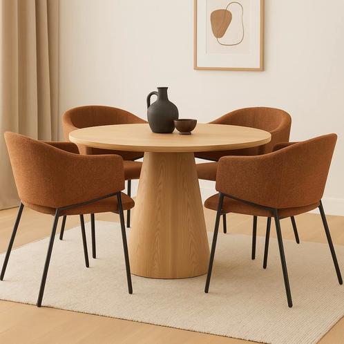 Eettafel Rond Olivia 120 cm, Huis en Inrichting, Tafels | Eettafels, Nieuw, Overige houtsoorten, Rond, Verzenden
