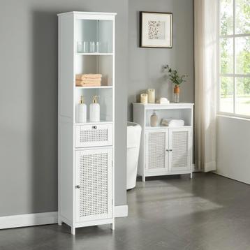 [en.casa] Badkamerkast Karlsøy kolomkast 161x35x32 cm wit beschikbaar voor biedingen