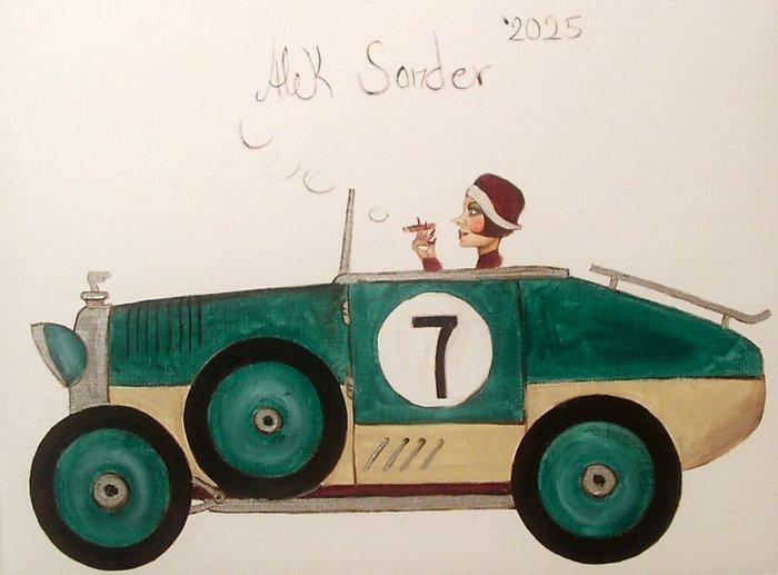 Alek Sander (XX-XXI) - Madame Cohiba im Bugatti Oldtimer, Antiek en Kunst, Kunst | Schilderijen | Modern