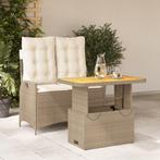 vidaXL 2-delige Tuinset met kussens poly rattan beige, 2 zitplaatsen, Nieuw, Tuinset, Verzenden