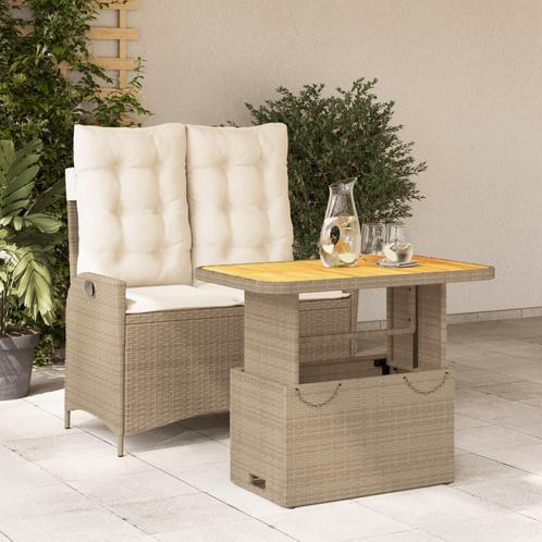 vidaXL 2-delige Tuinset met kussens poly rattan beige, Tuin en Terras, Tuinsets en Loungesets, Tuinset, Nieuw, 2 zitplaatsen, Rotan