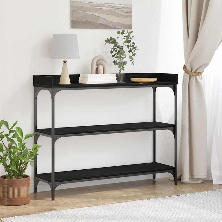vidaXL Console Tafel met plank met opslag Zwart eiken 100 x, Huis en Inrichting, Tafels | Bijzettafels, Nieuw, 60 cm of meer, Verzenden