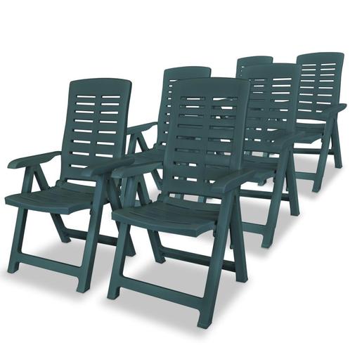 vidaXL Tuinstoelen 6 st verstelbaar kunststof groen, Tuin en Terras, Tuinstoelen, Nieuw, Kunststof, Verzenden