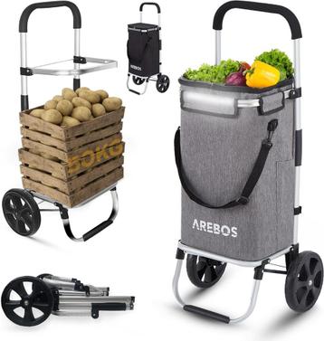 Arebos 3-in-1 boodschappentrolley, groot, 56 liter, winkelwa beschikbaar voor biedingen