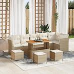 vidaXL Tuinbank 4-zits modulair met kussens rattan beige, Tuin en Terras, Tuinsets en Loungesets, Verzenden, Nieuw, Rotan
