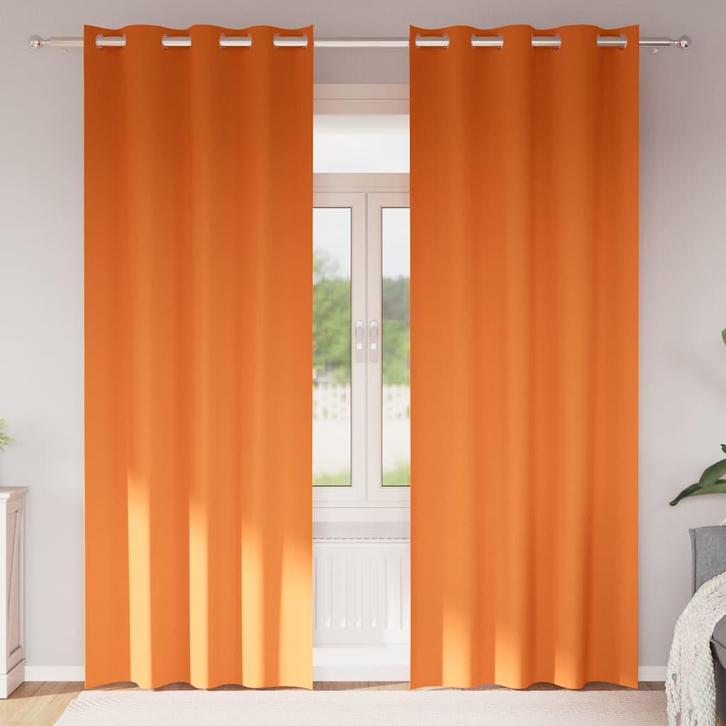 vidaXL Zwart-out Gordijnen met Ringen 2 pcs Feloranje 260 x, Huis en Inrichting, Stoffering | Gordijnen en Lamellen, Nieuw, Verzenden