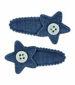 Haarspeld Klikklak Mini Ster Knoop 3cm Jeans Blauw, Verzenden, Nieuw