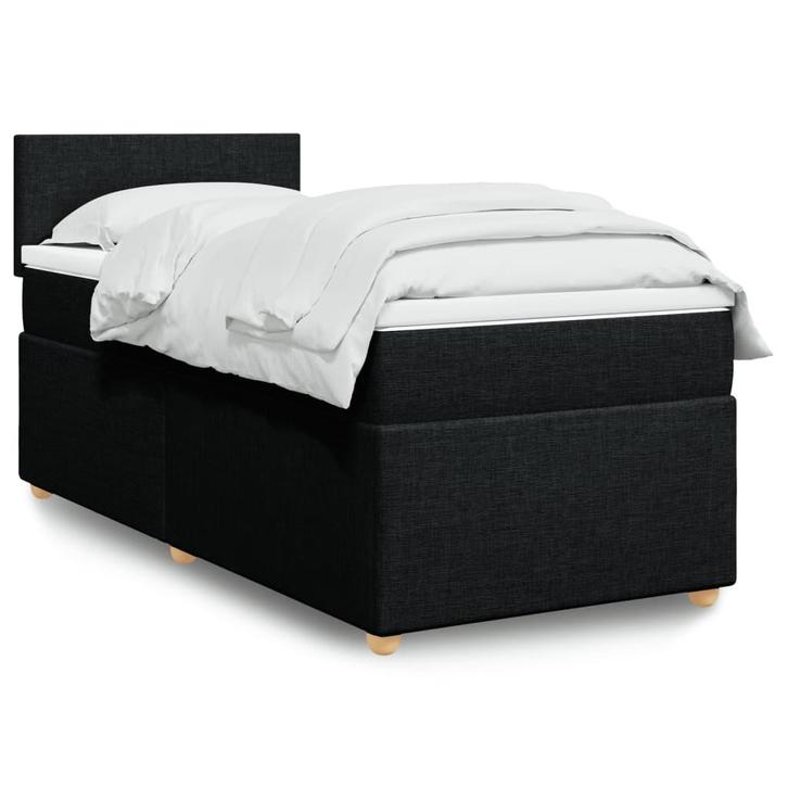 vidaXL Boxspring met matras stof zwart 80x200 cm, Huis en Inrichting, Slaapkamer | Bedden, 80 cm, 200 cm, Zwart, Eenpersoons, Nieuw