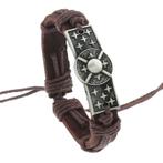 Fako Bijoux® - Armband - Leder - Plate Schild - Bruin, Sieraden, Tassen en Uiterlijk, Armbanden, Nieuw, Verzenden