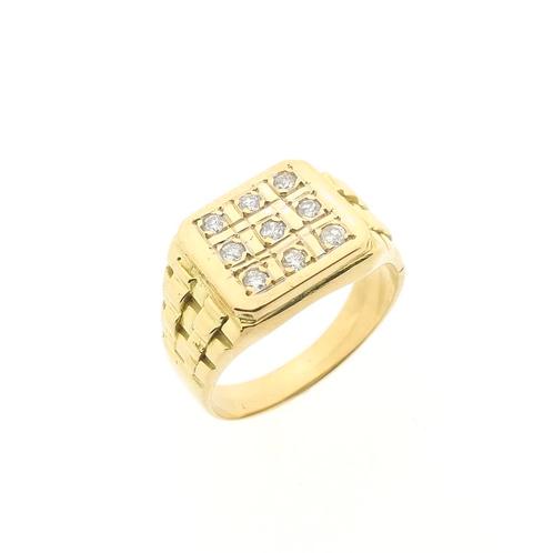 18 Krt. Gouden zegelring met diamant | 0,54 ct. (herenring), Sieraden, Tassen en Uiterlijk, Ringen, Heer, Met edelsteen, Overige kleuren