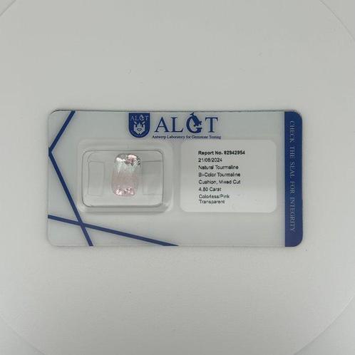 Tweekleurig Toermalijn - 4.80 ct - Antwerp Laboratory for, Sieraden, Tassen en Uiterlijk, Edelstenen
