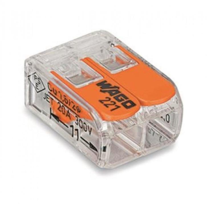 100 stuks Wago 221 Lasklem 2-Weg, Caravans en Kamperen, Camper-accessoires, Nieuw, Ophalen of Verzenden