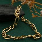 Gouden fantasie/figaro schakel armband | 18 cm (unisex), Sieraden, Tassen en Uiterlijk, Armbanden, Ophalen of Verzenden, Gebruikt