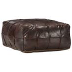 vidaXL Poef 60x60x30 cm echt geitenleer donkerbruin, Huis en Inrichting, Banken | Voetenbanken en Poefen, Verzenden, Nieuw