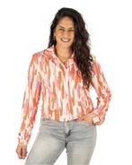 Oranjerode/roze/beige print travelstof blouse van Kesari, Nieuw, Verzenden