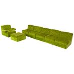 Groene Vintage Velvet Modulaire Loungebank Met Fauteuil En