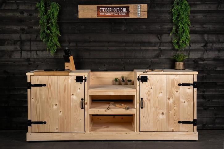 Buitenkeuken Bouwpakket voor Kamado BBQ – Steigerhout, Huis en Inrichting, Woonaccessoires | Overige, Nieuw