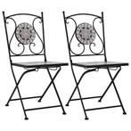 vidaXL Bistrostoelen mozaïek 2 st grijs, Tuin en Terras, Verzenden, Nieuw