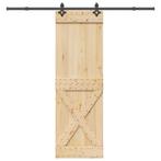 vidaXL Schuifdeur met beslag 70x210 cm massief grenenhout, Doe-het-zelf en Verbouw, Verzenden, Nieuw