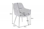 Design stoel MILANO grijs fluweel met Chesterfield quilting, Huis en Inrichting, Stoelen, Nieuw, Ophalen of Verzenden