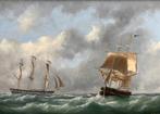 Emanuel de Vries (1816-1875) - Fregat en een bark op volle, Antiek en Kunst, Kunst | Schilderijen | Klassiek