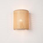 Wandlamp Ascot 20x16x12 cm set van 2 wit en rotan look E27 l, Verzenden, Nieuw