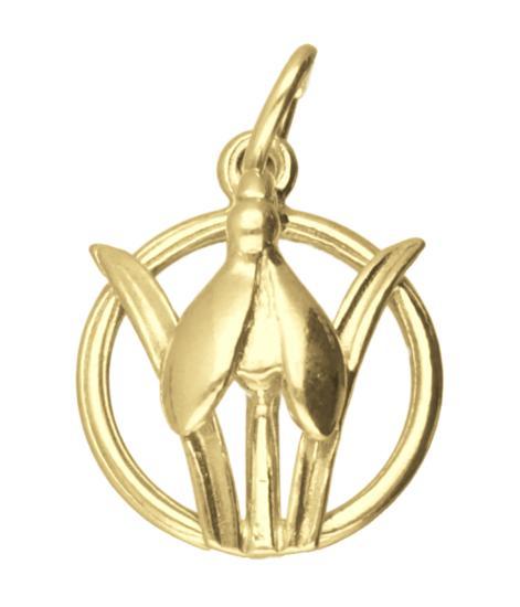 Gouden Sneeuwklokje in cirkel ketting hanger, Sieraden, Tassen en Uiterlijk, Kettinghangers, Verzenden
