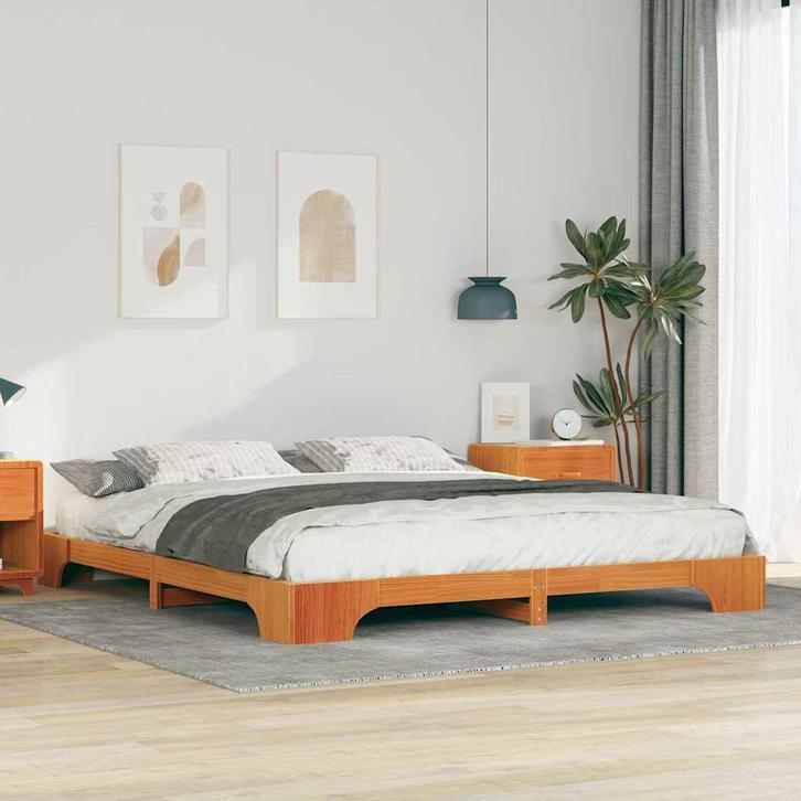 vidaXL Bedframe Bruin 180 x 210 cm Massief grenenhout, Huis en Inrichting, Slaapkamer | Bedden, Bruin, Nieuw, Hout, Verzenden