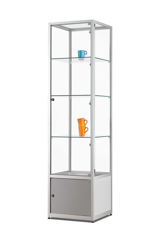 Luxe vitrinekast aluminium 50 cm met onderkast en deurtjes, Zakelijke goederen, Kantoor en Winkelinrichting | Kantoormeubilair en Inrichting