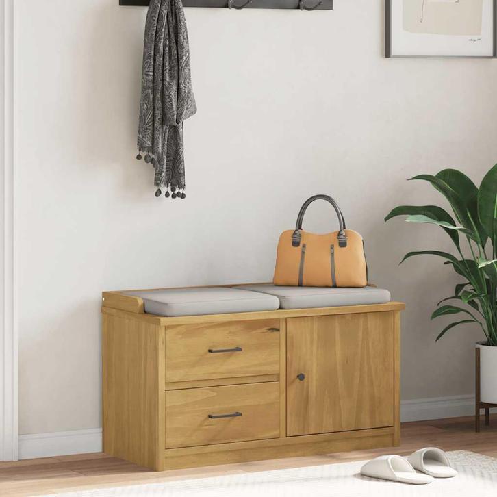 vidaXL Gangbankje SANDNES 87x40x50 cm massief grenenhout, Huis en Inrichting, Banken | Voetenbanken en Poefen, Nieuw, Verzenden