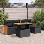 vidaXL 6-delige Loungeset met kussens poly rattan acacia, Verzenden, Nieuw, Loungeset