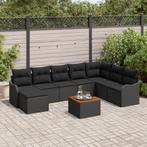 vidaXL 9-delige tuinsofa set met kussens, zwart poly rattan, Tuin en Terras, Tuinsets en Loungesets, Verzenden, Nieuw, Rotan