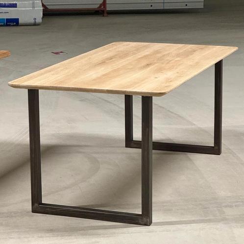 Eiken Tafel Verjongd Ronde Hoeken, Huis en Inrichting, Tafels | Eettafels, Ophalen of Verzenden