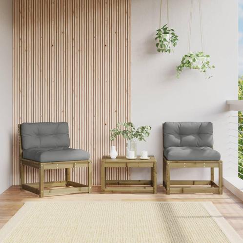 vidaXL Tuinbanken met kussens 2 st geïmpregneerd grenenhout, Tuin en Terras, Tuinsets en Loungesets, Nieuw, Verzenden