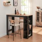 Bartafel Danderyd met 3 planken 120x60x105,5 cm zwart en eik, Huis en Inrichting, Verzenden, Nieuw