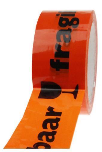 PP tape 48mm x 66mtr 28my acryle orange fragile breekbaar, Doe-het-zelf en Verbouw, Overige Doe-het-zelf en Verbouw, Nieuw